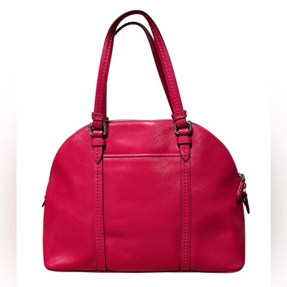 Coach Peyton Cora Domed Magenta Saffiano Leather Satchel - Picture 7 of 9